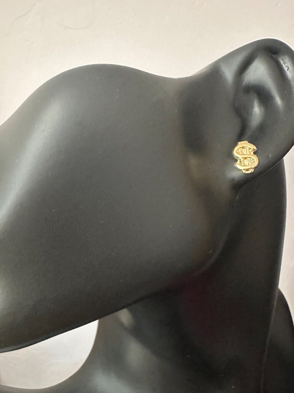 18K Gold Earrings Stud Dollar Signs 1.41 grams - Picture 10 of 11